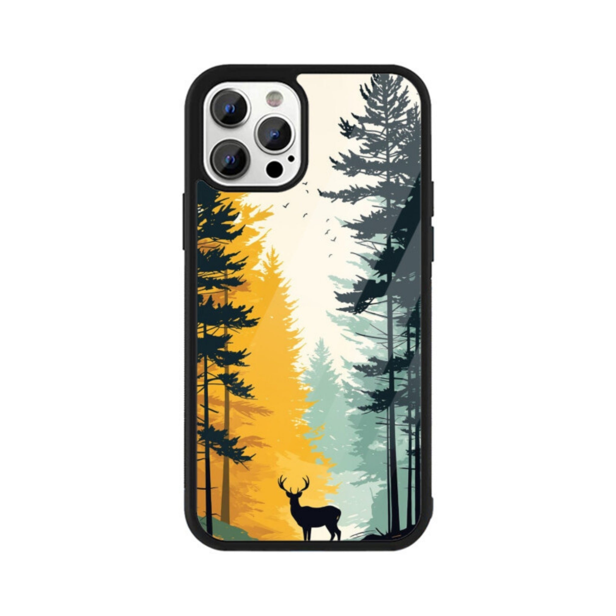 Golden Forest Stag Glass Case for Apple iPhone