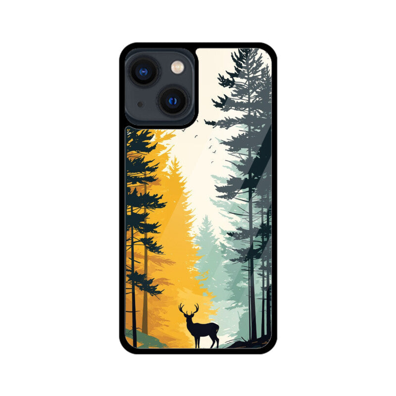 Golden Forest Stag Glass Case for Apple iPhone