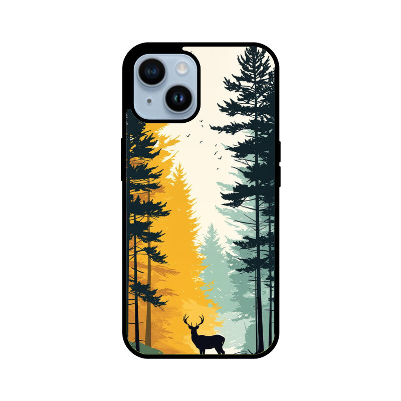 Golden Forest Stag Glass Case for Apple iPhone