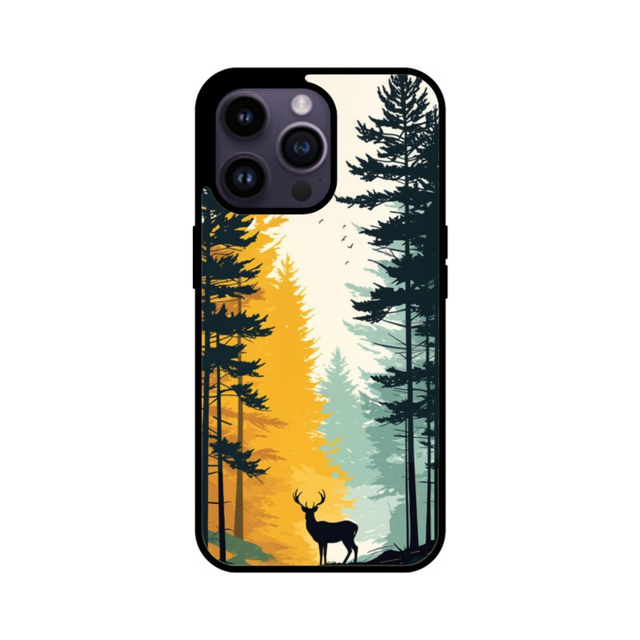 Golden Forest Stag Glass Case for Apple iPhone