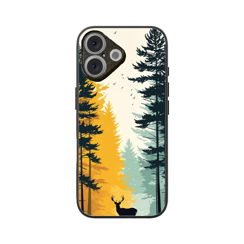 Golden Forest Stag Glass Case for Apple iPhone