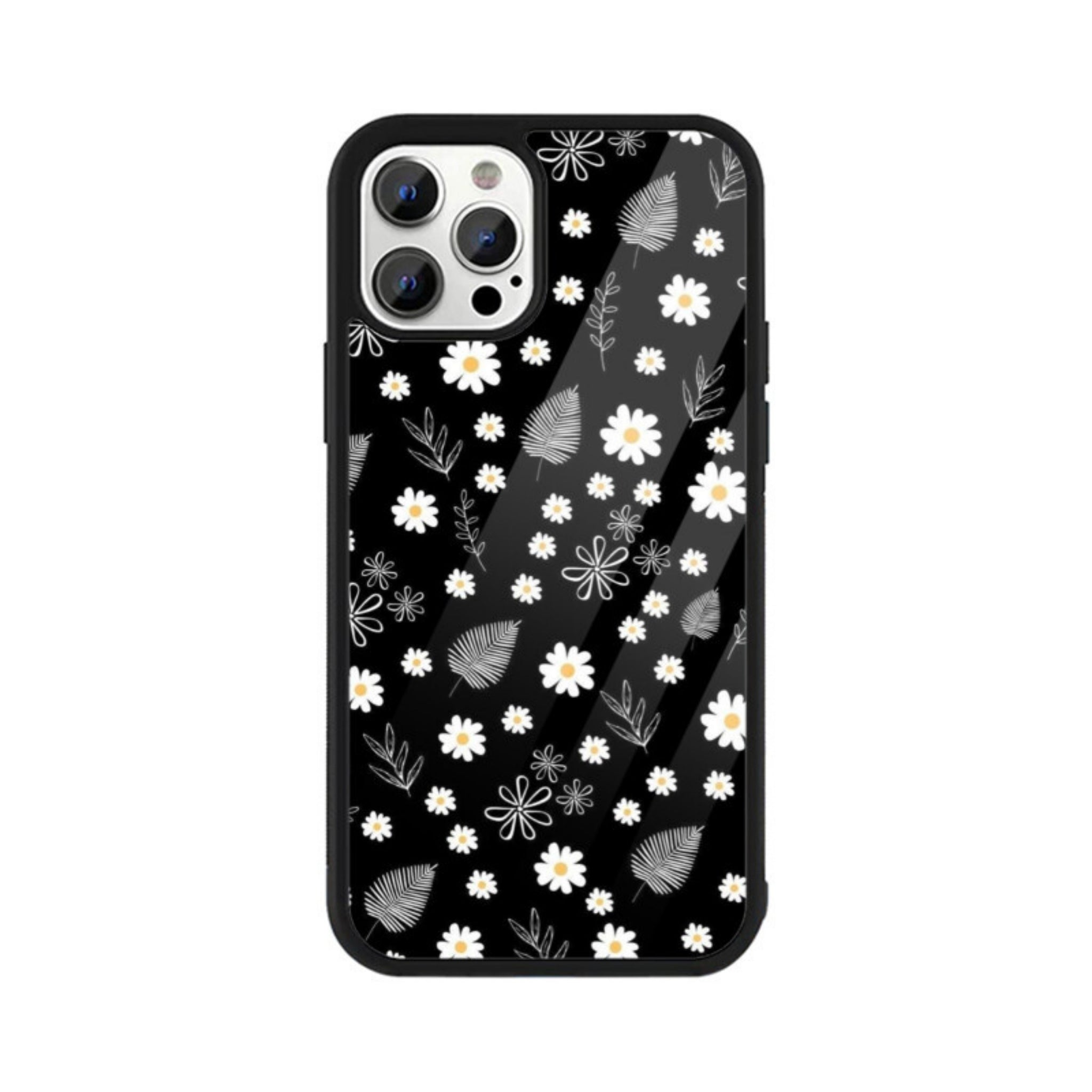 Petals on Black Glass Case for Apple iPhone