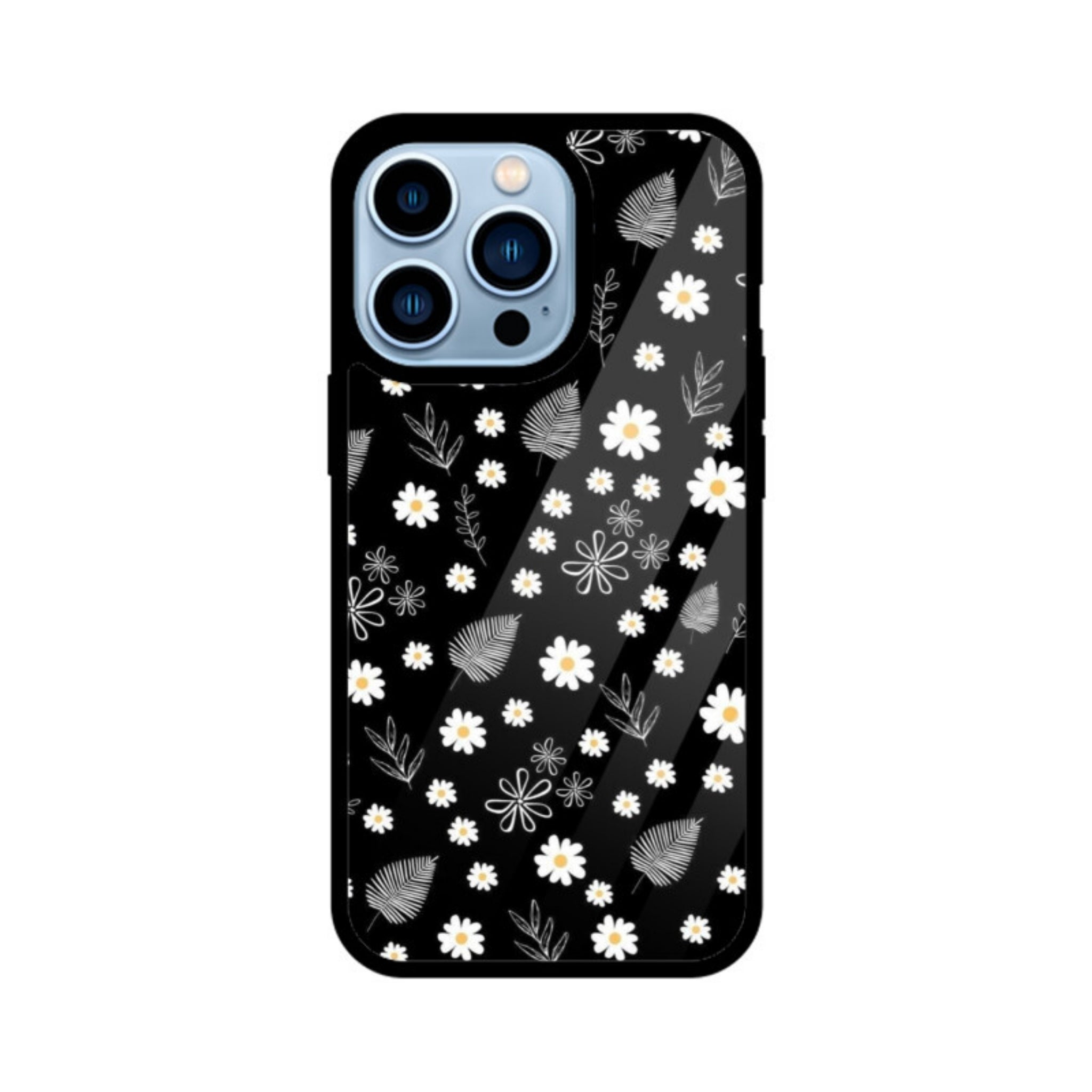 Petals on Black Glass Case for Apple iPhone