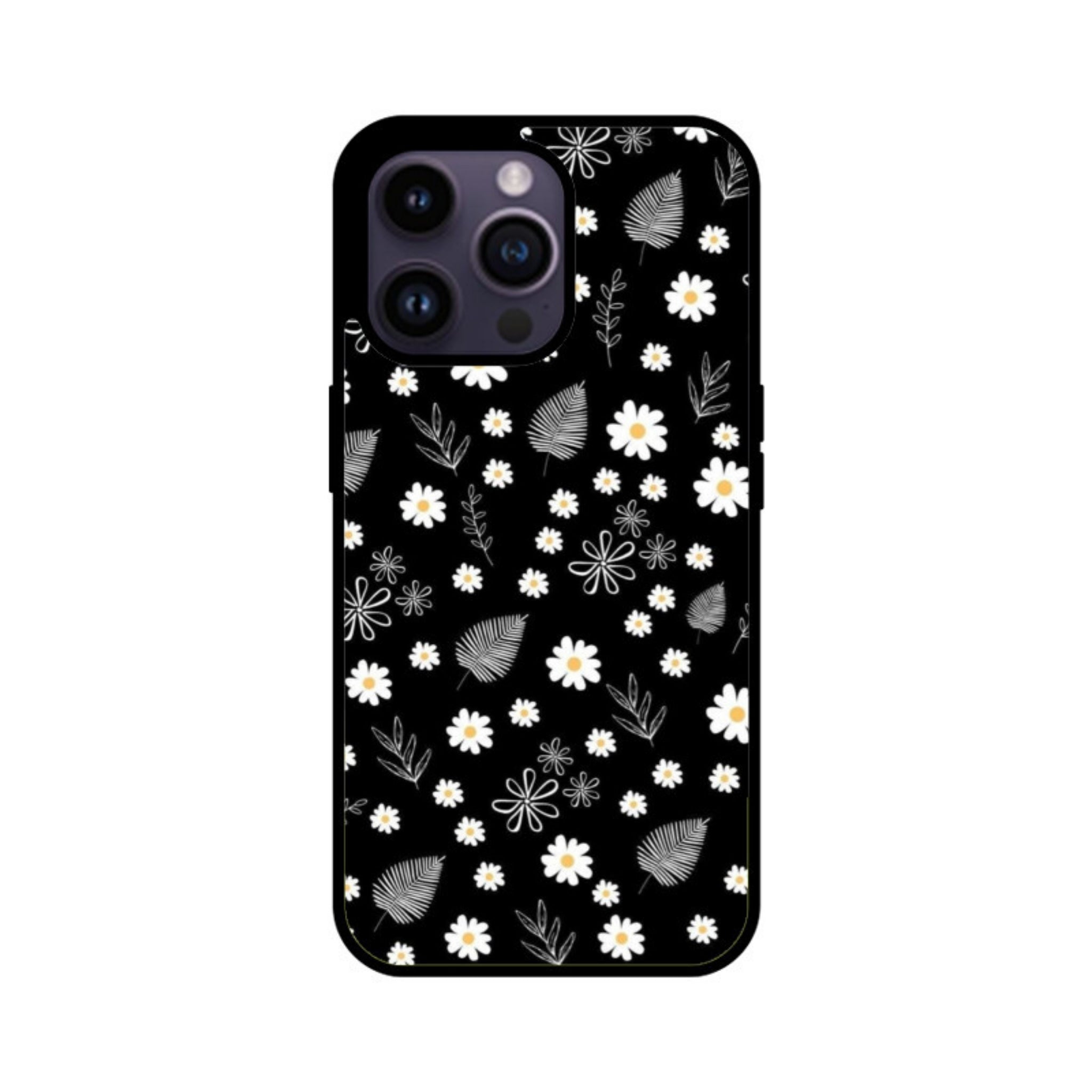Petals on Black Glass Case for Apple iPhone