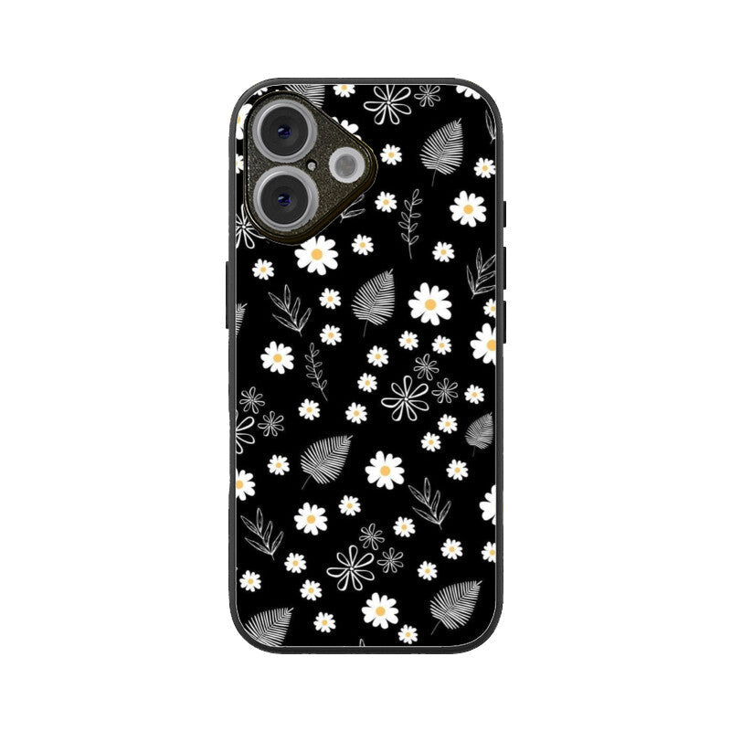 Petals on Black Glass Case for Apple iPhone