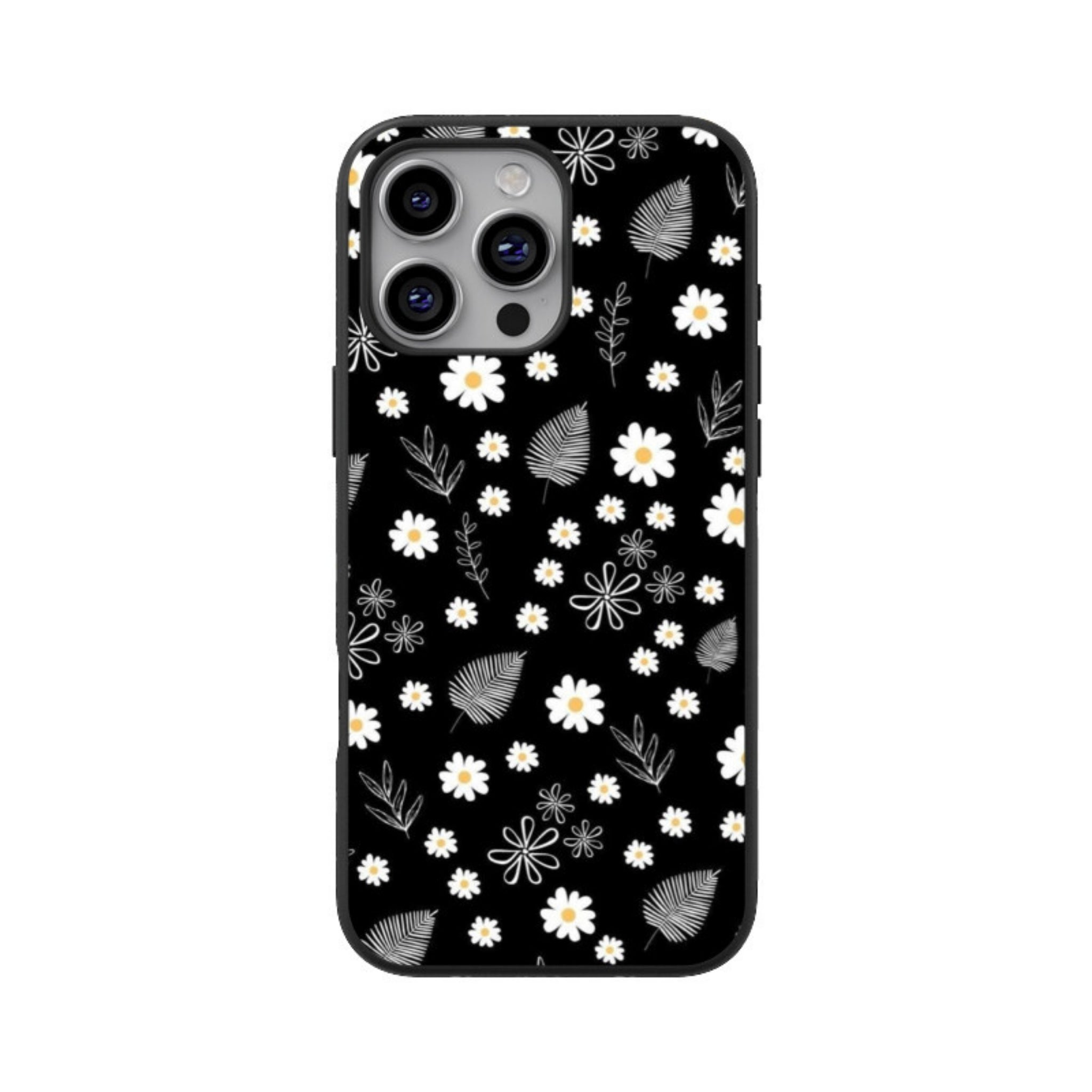 Petals on Black Glass Case for Apple iPhone
