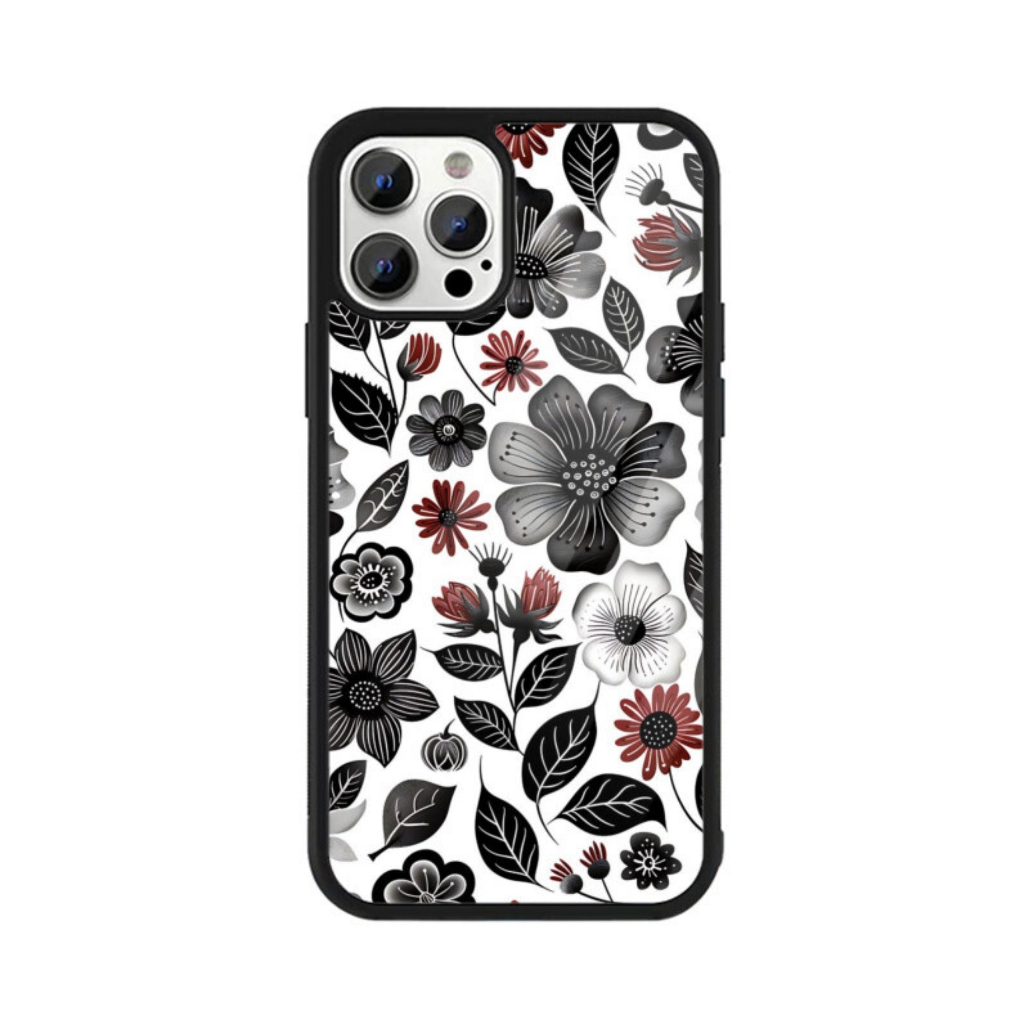 Monochrome Bloom Glass Case for Apple iPhone