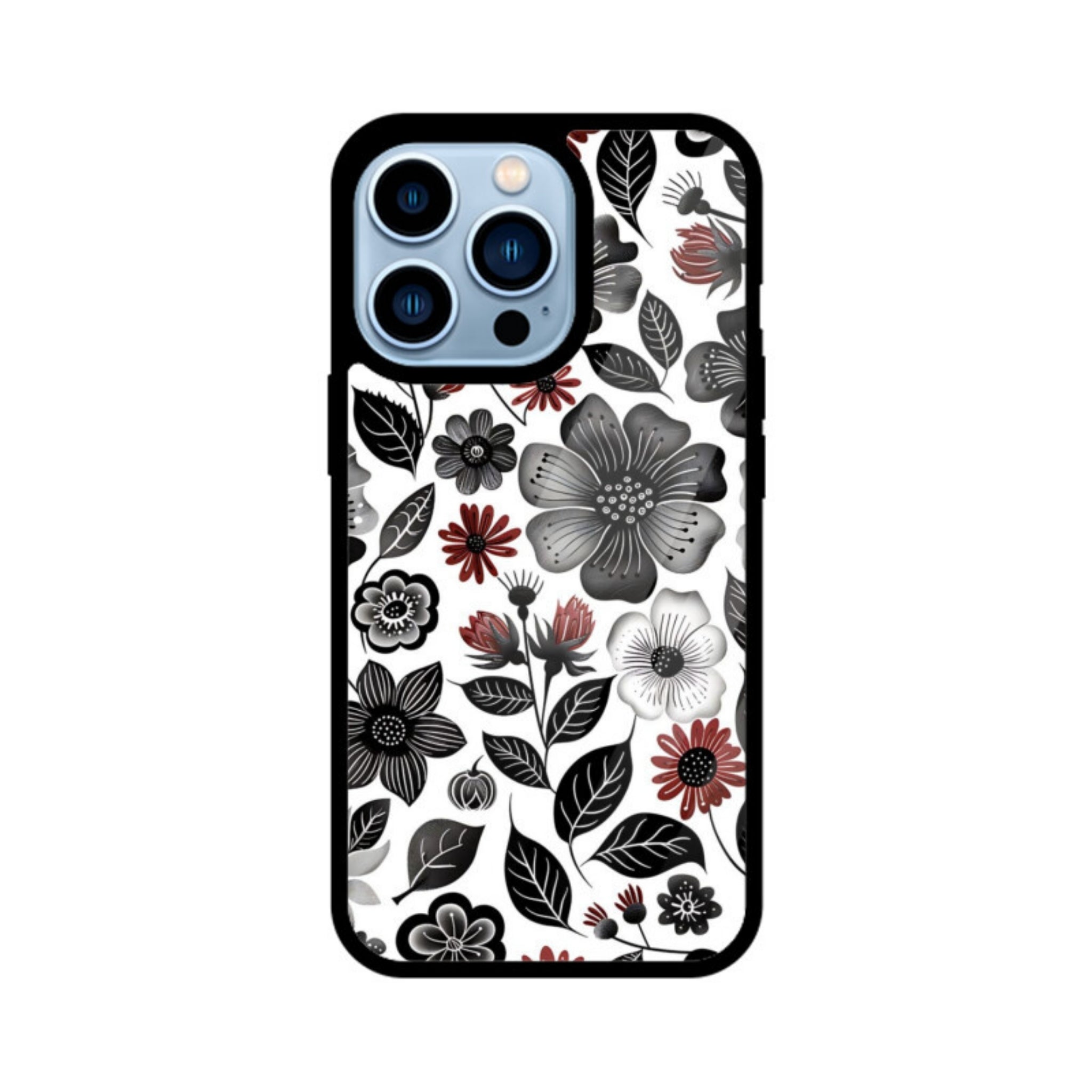 Monochrome Bloom Glass Case for Apple iPhone