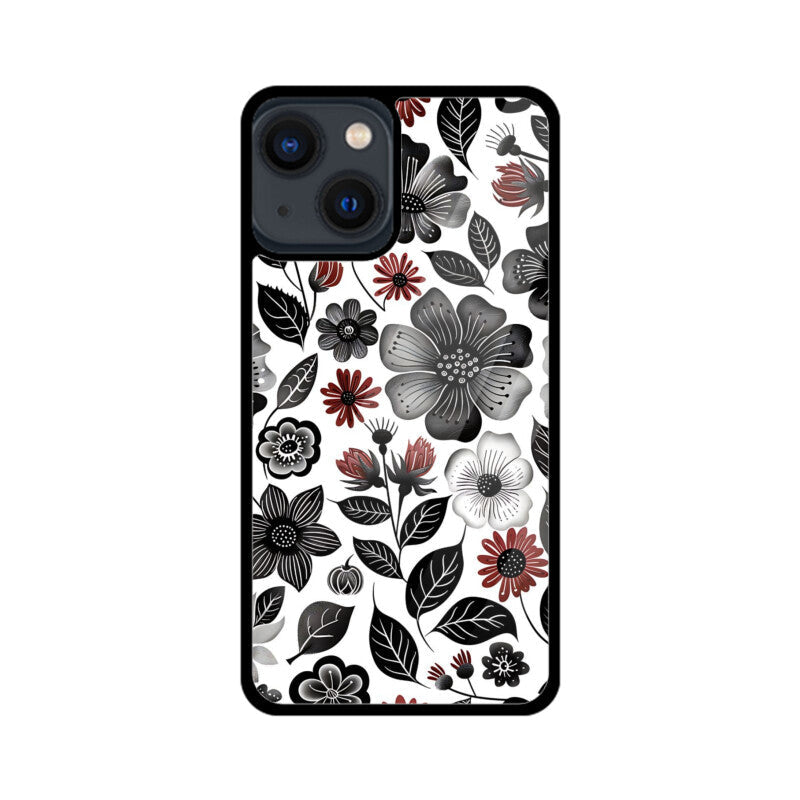 Monochrome Bloom Glass Case for Apple iPhone