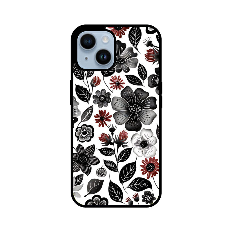 Monochrome Bloom Glass Case for Apple iPhone
