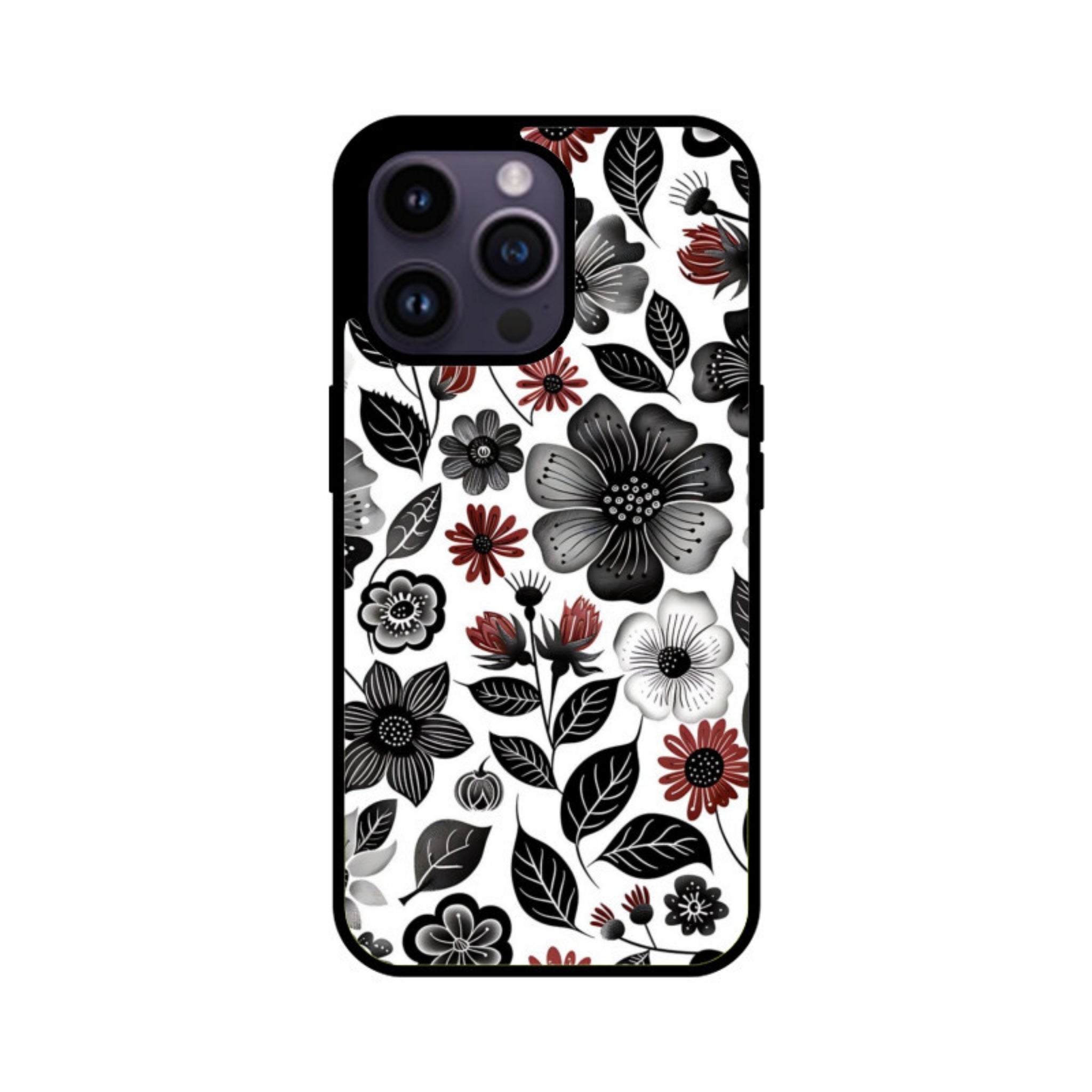 Monochrome Bloom Glass Case for Apple iPhone