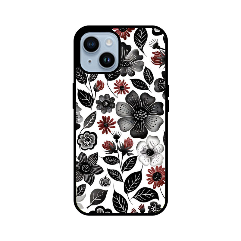 Monochrome Bloom Glass Case for Apple iPhone