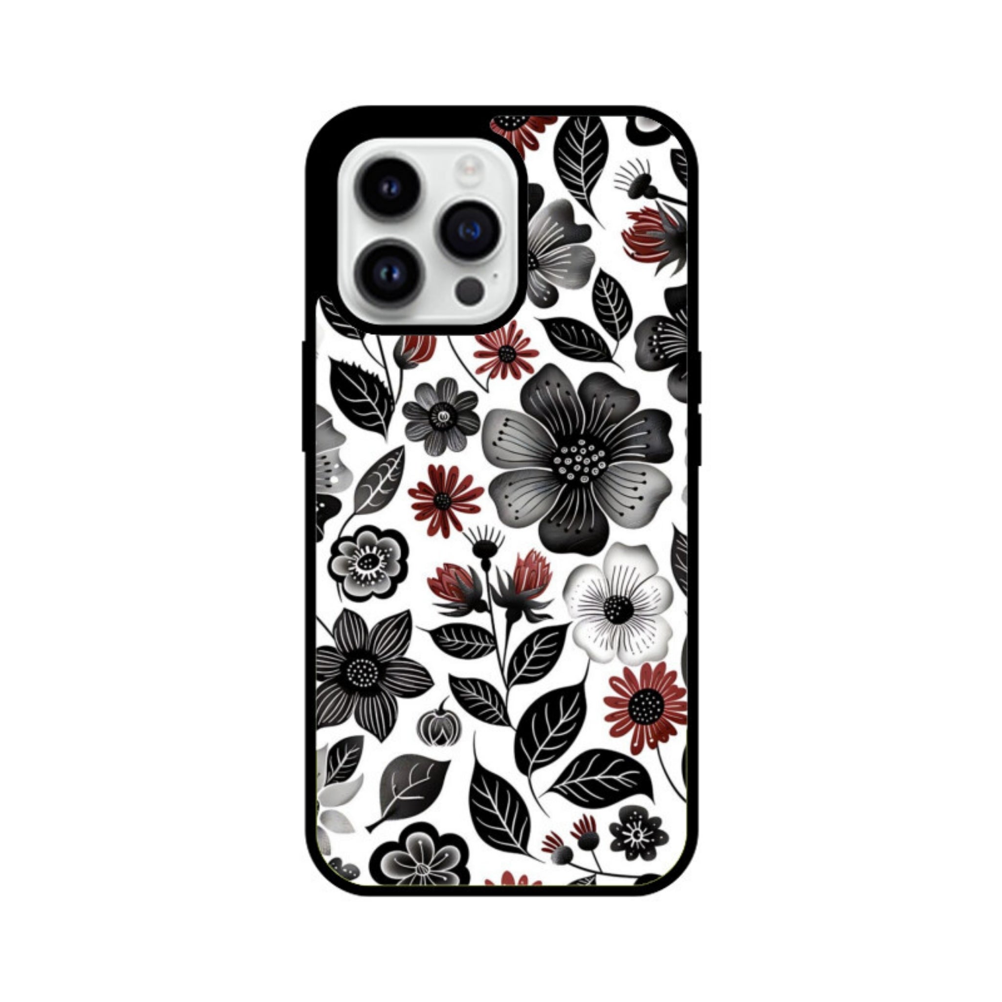 Monochrome Bloom Glass Case for Apple iPhone