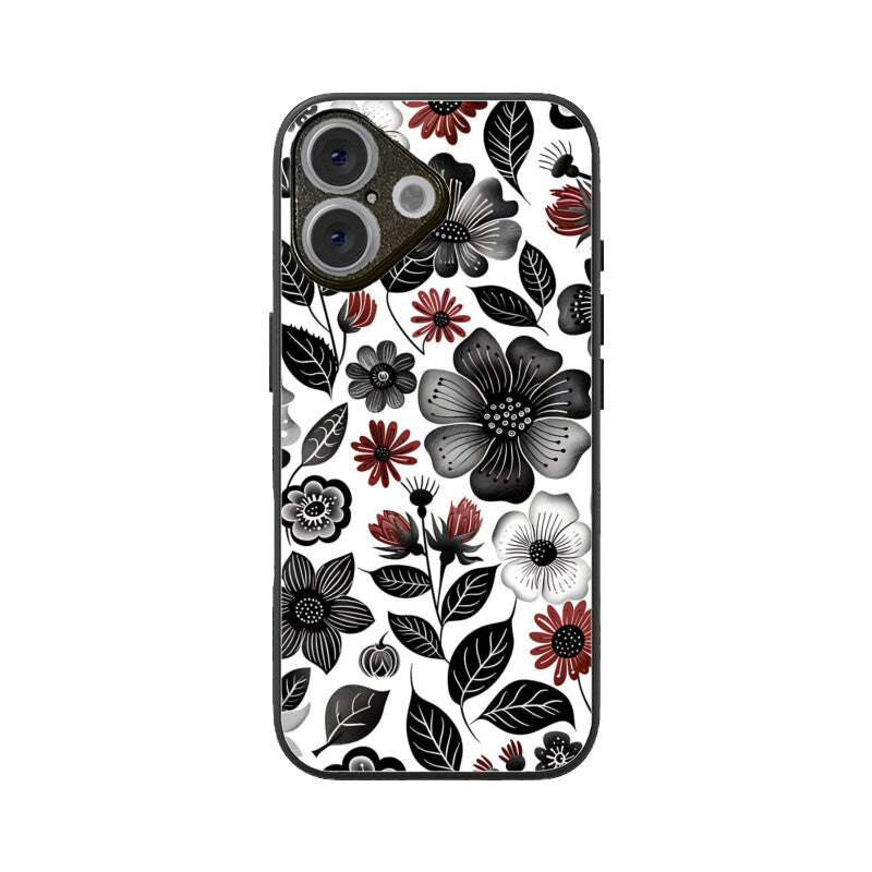 Monochrome Bloom Glass Case for Apple iPhone