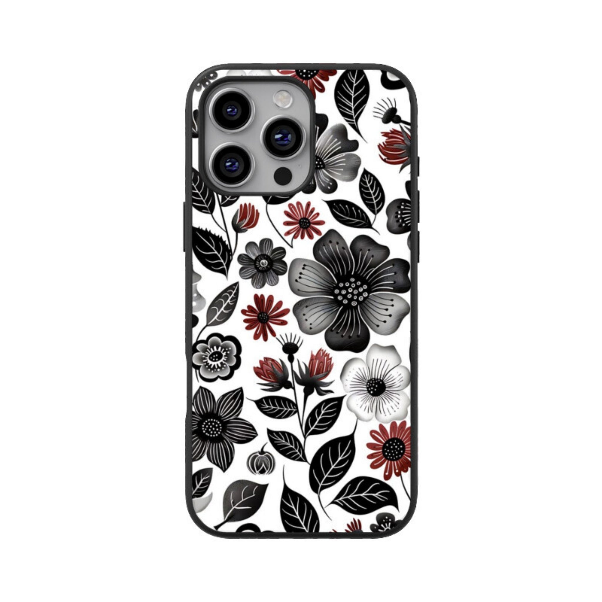 Monochrome Bloom Glass Case for Apple iPhone