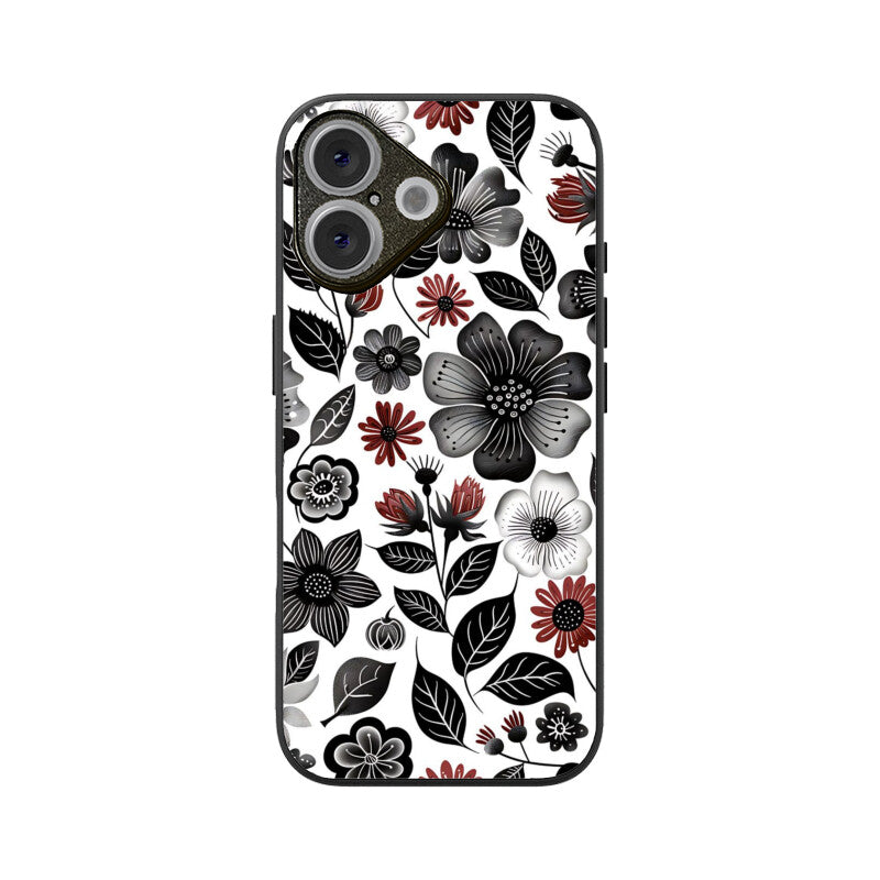 Monochrome Bloom Glass Case for Apple iPhone