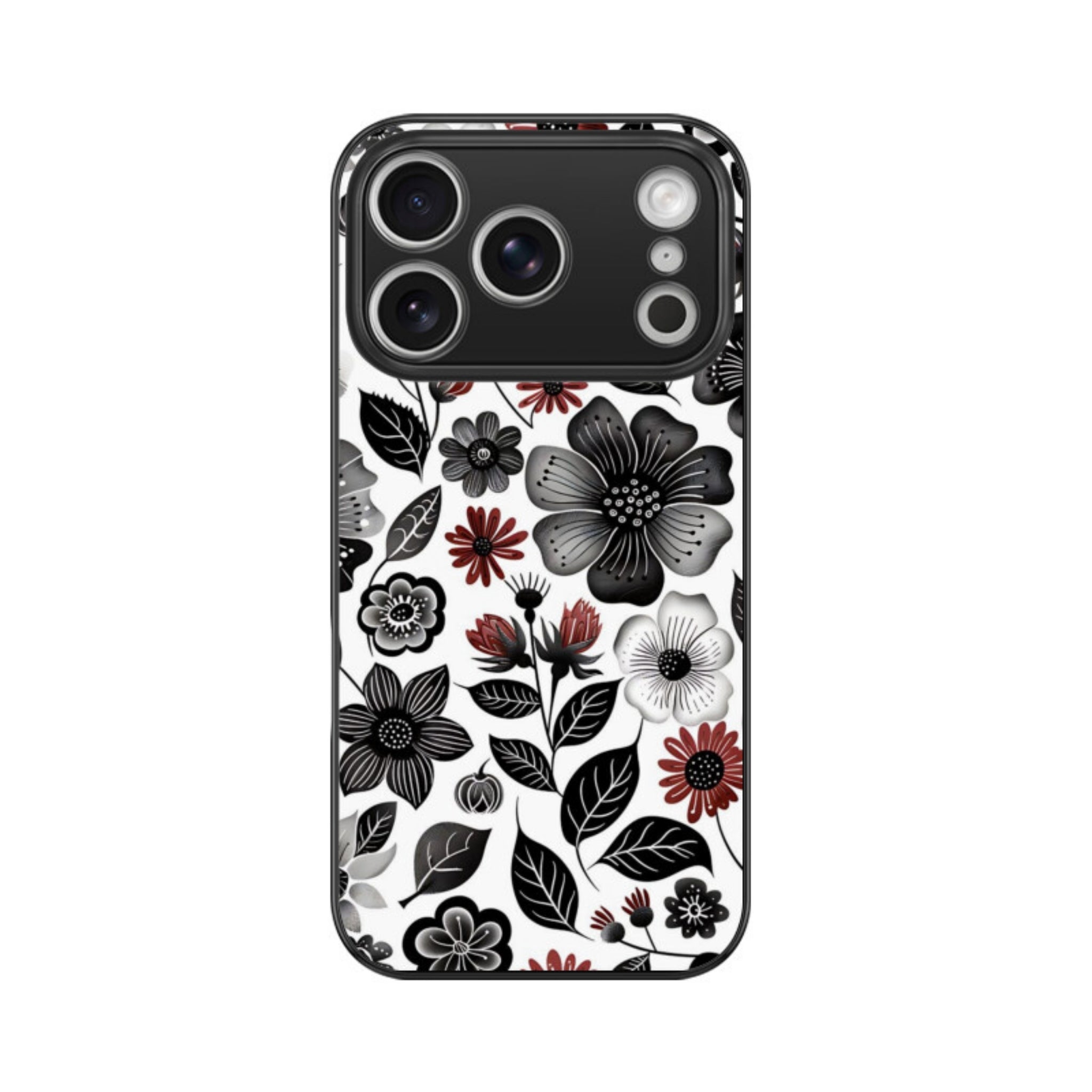Monochrome Bloom Glass Case for Apple iPhone