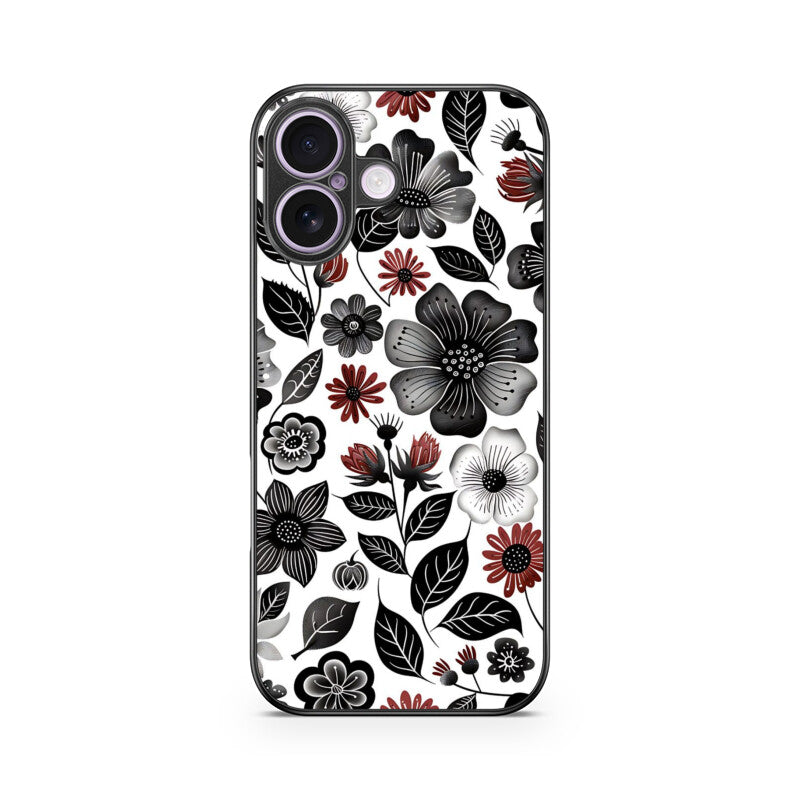 Monochrome Bloom Glass Case for Apple iPhone