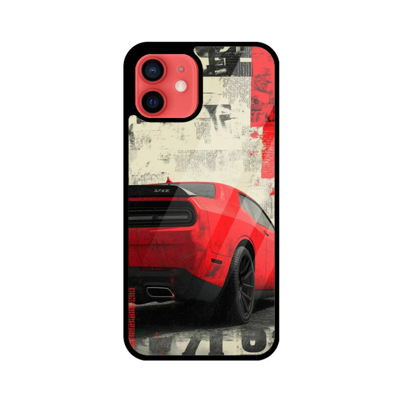 Red Muscle Power Car Glass Case
