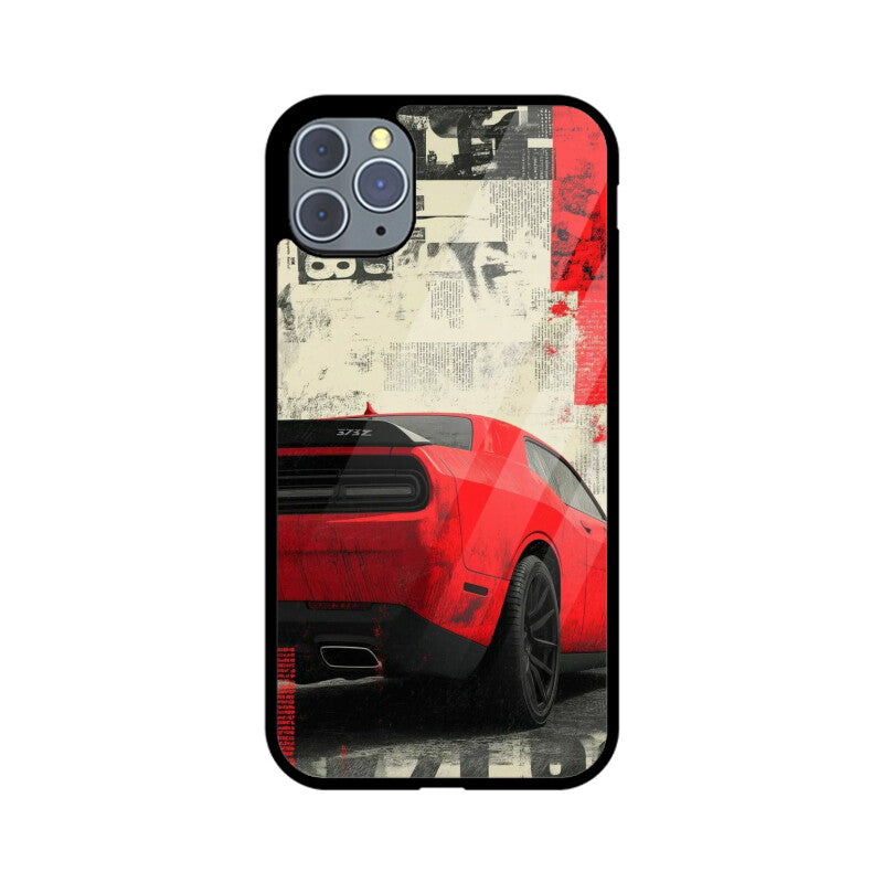 Red Muscle Power Car Glass Case