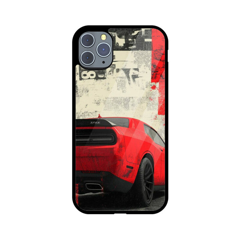 Red Muscle Power Car Glass Case