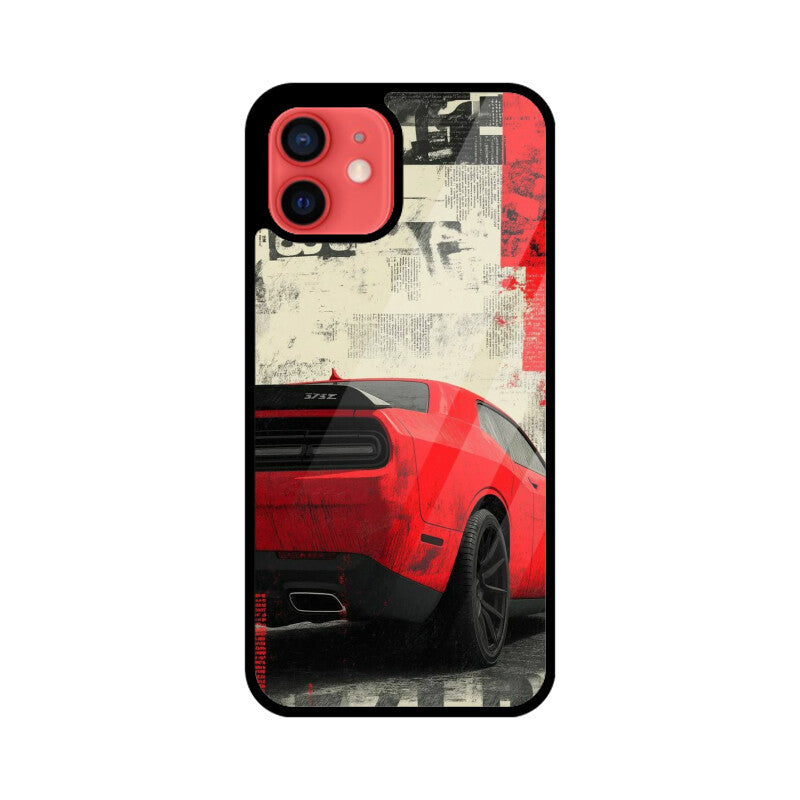 Red Muscle Power Car Glass Case