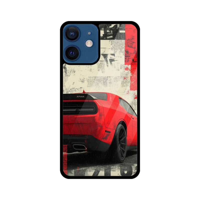 Red Muscle Power Car Glass Case