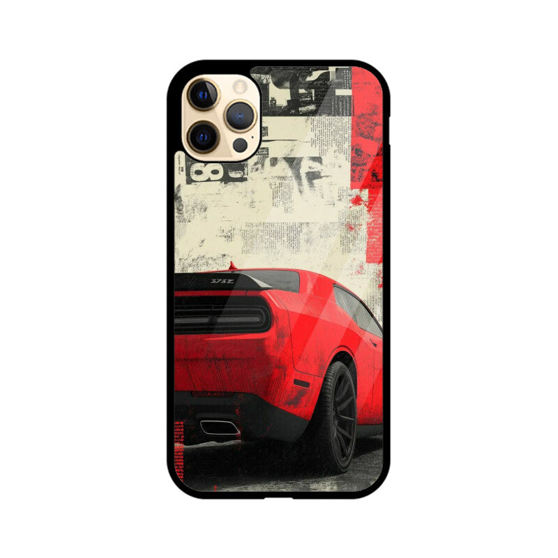 Red Muscle Power Car Glass Case