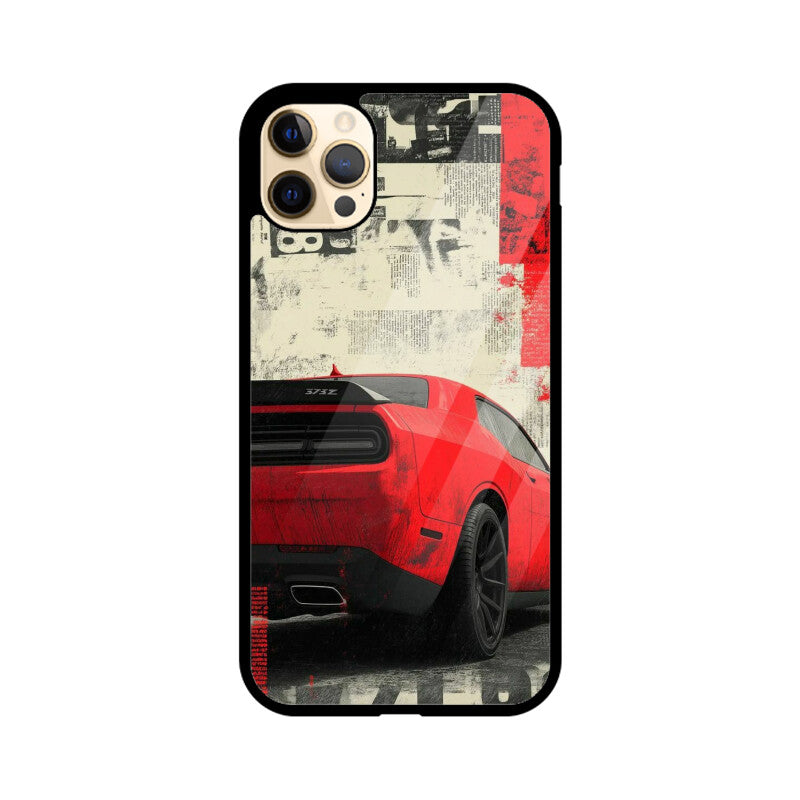 Red Muscle Power Car Glass Case