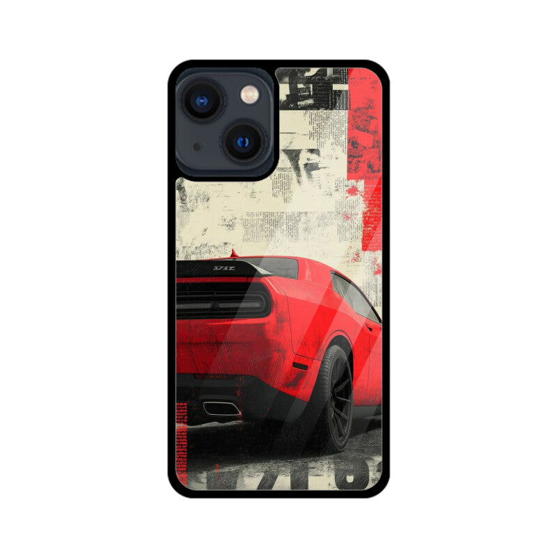 Red Muscle Power Car Glass Case