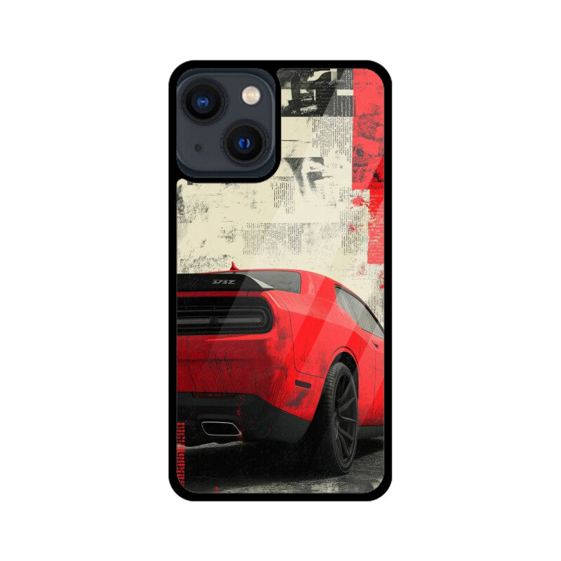 Red Muscle Power Car Glass Case