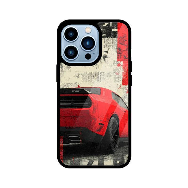 Red Muscle Power Car Glass Case