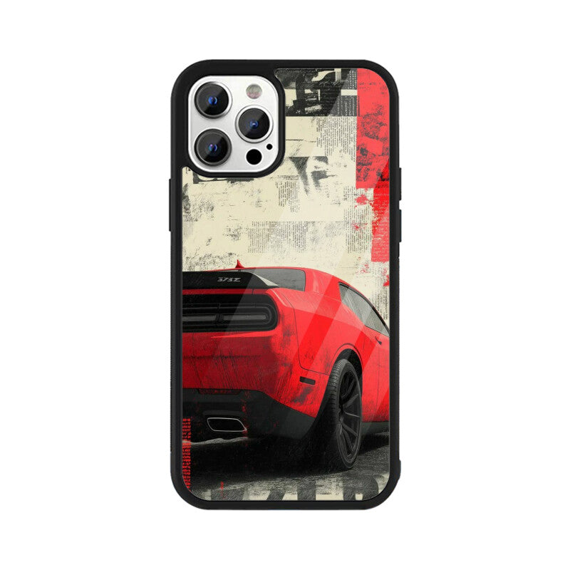 Red Muscle Power Car Glass Case