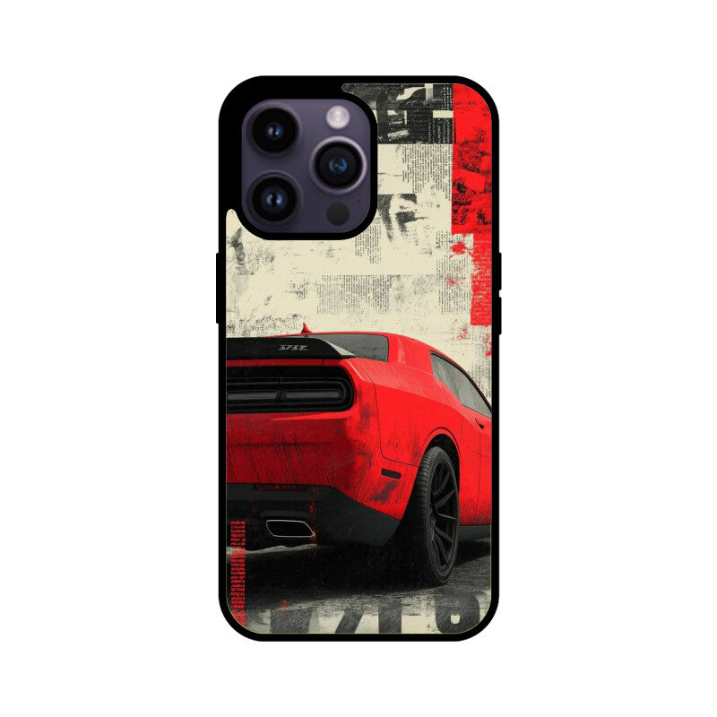 Red Muscle Power Car Glass Case