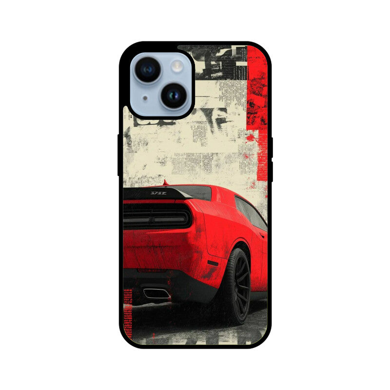 Red Muscle Power Car Glass Case