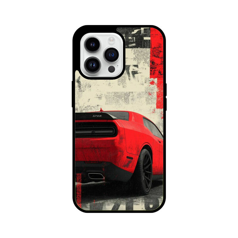 Red Muscle Power Car Glass Case