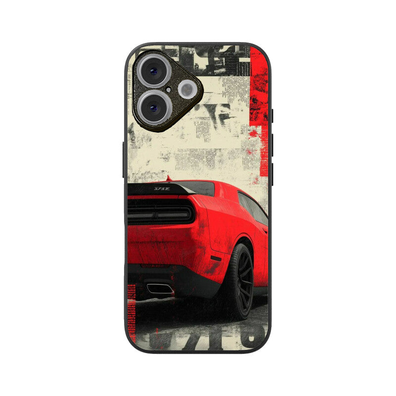 Red Muscle Power Car Glass Case
