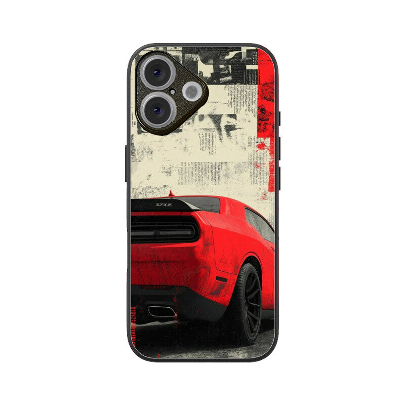 Red Muscle Power Car Glass Case