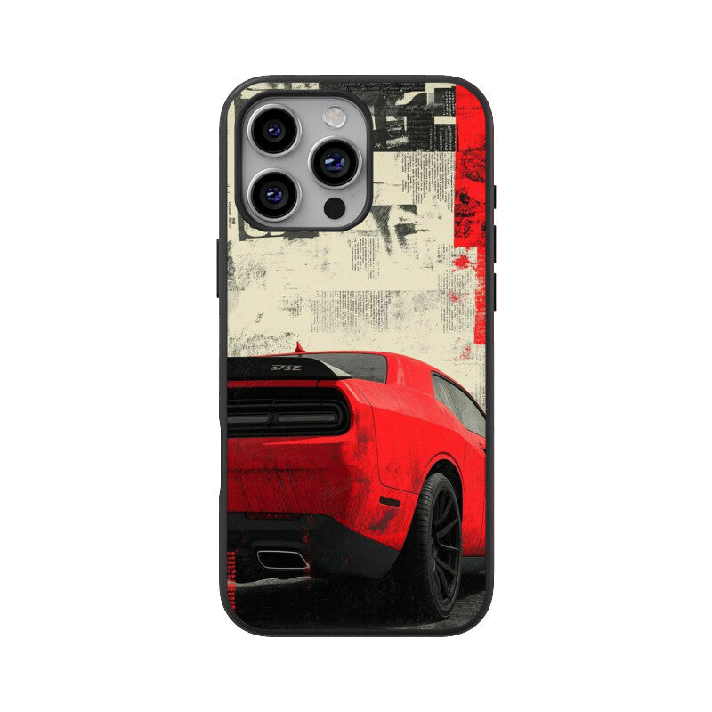 Red Muscle Power Car Glass Case