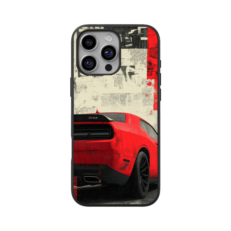 Red Muscle Power Car Glass Case