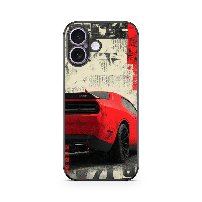 Red Muscle Power Car Glass Case