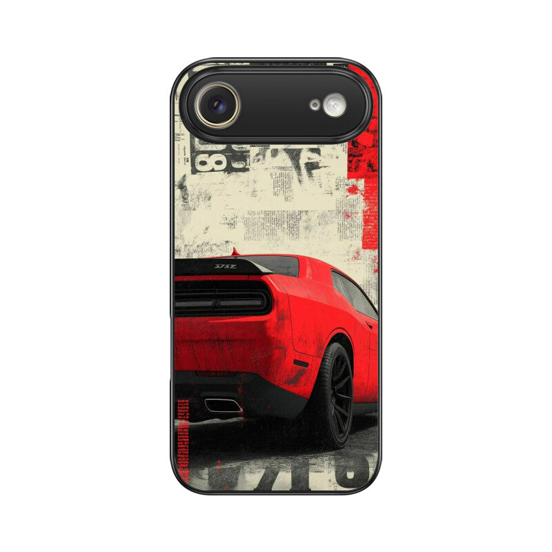 Red Muscle Power Car Glass Case