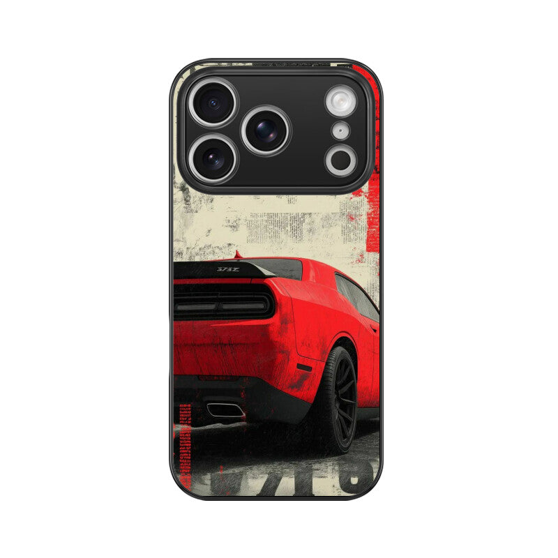 Red Muscle Power Car Glass Case