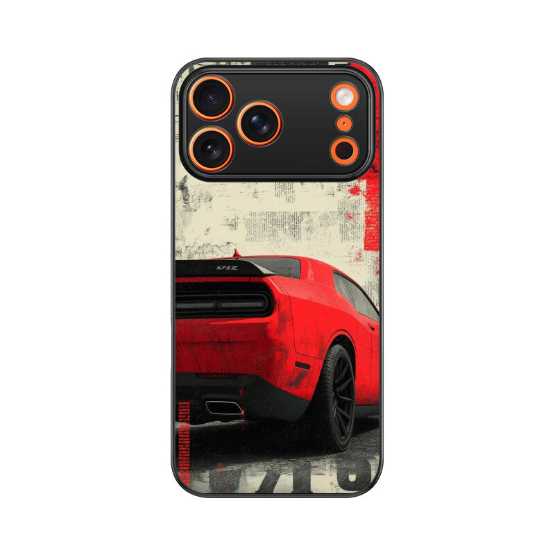 Red Muscle Power Car Glass Case