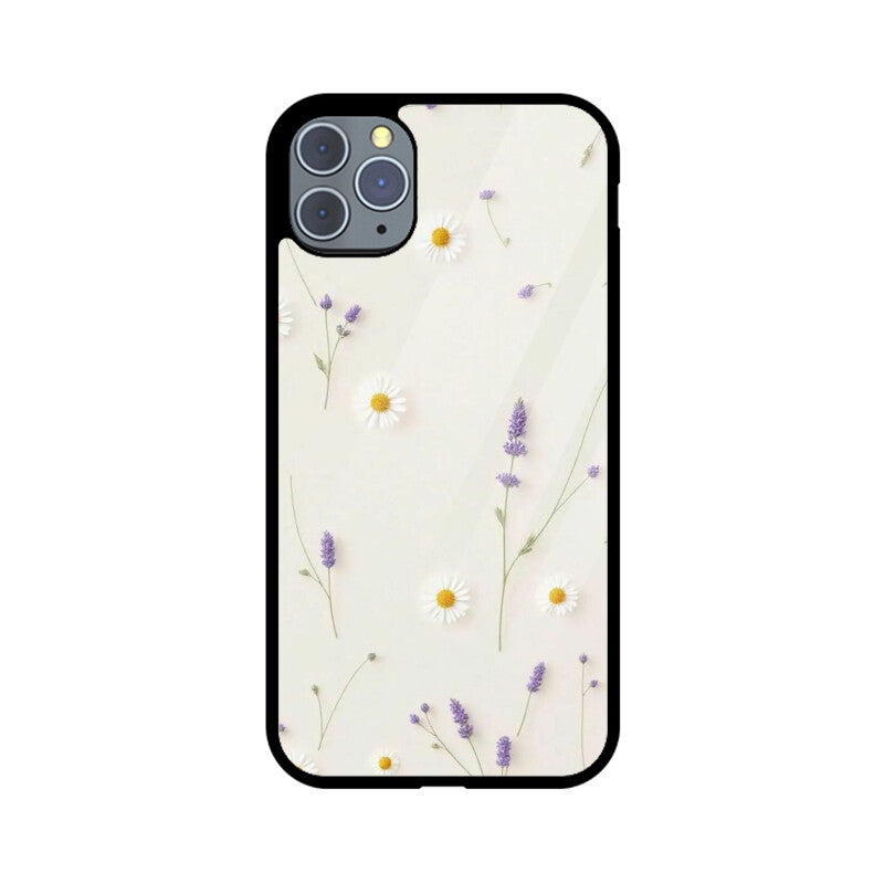 Daisy Lavender Floral Glass Case