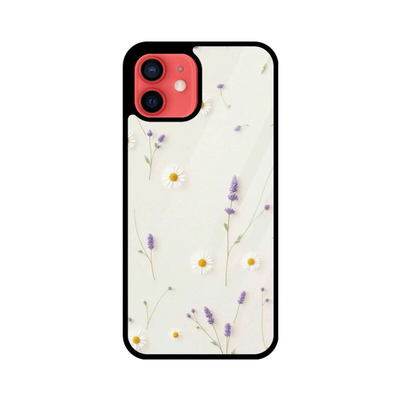 Daisy Lavender Floral Glass Case