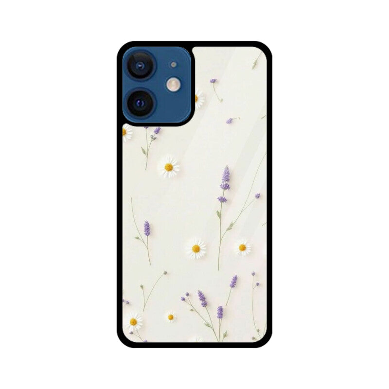Daisy Lavender Floral Glass Case