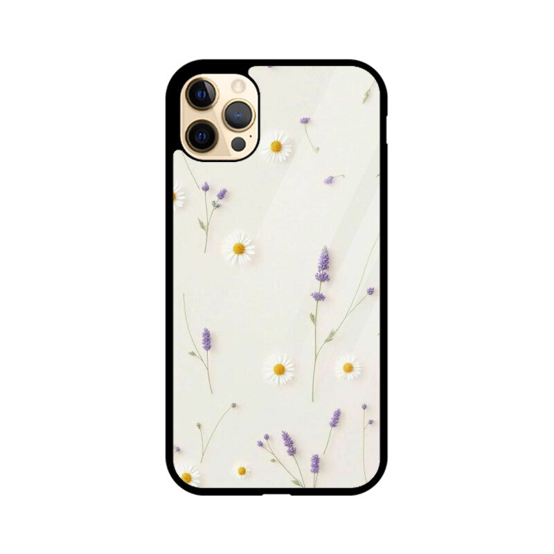 Daisy Lavender Floral Glass Case