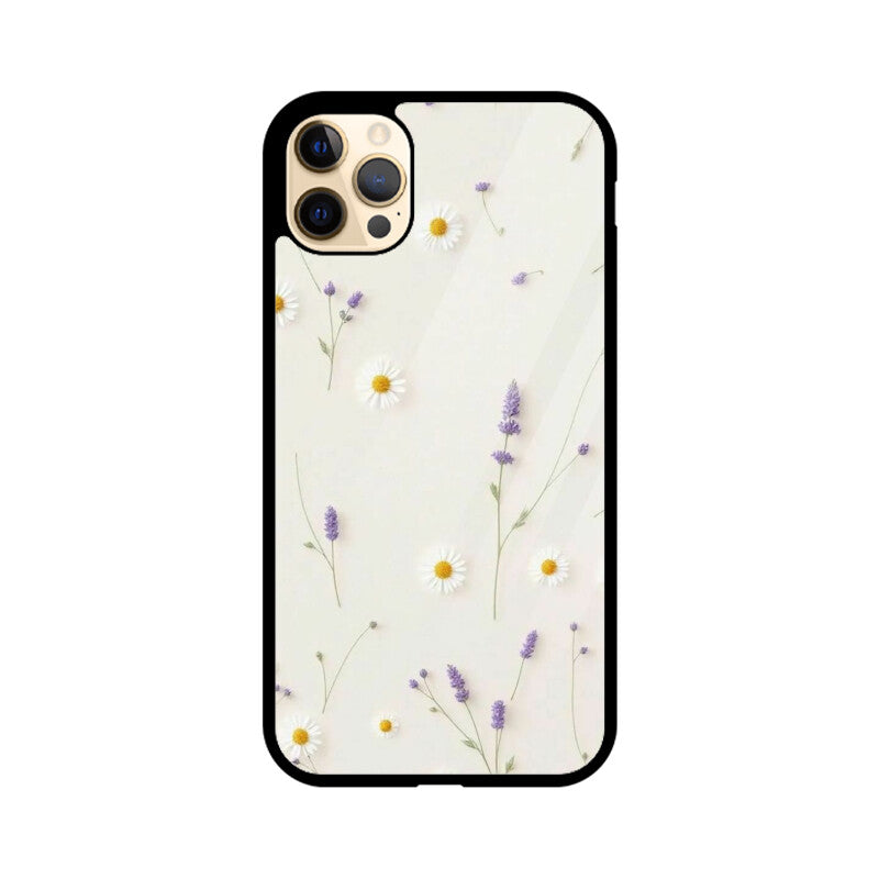 Daisy Lavender Floral Glass Case