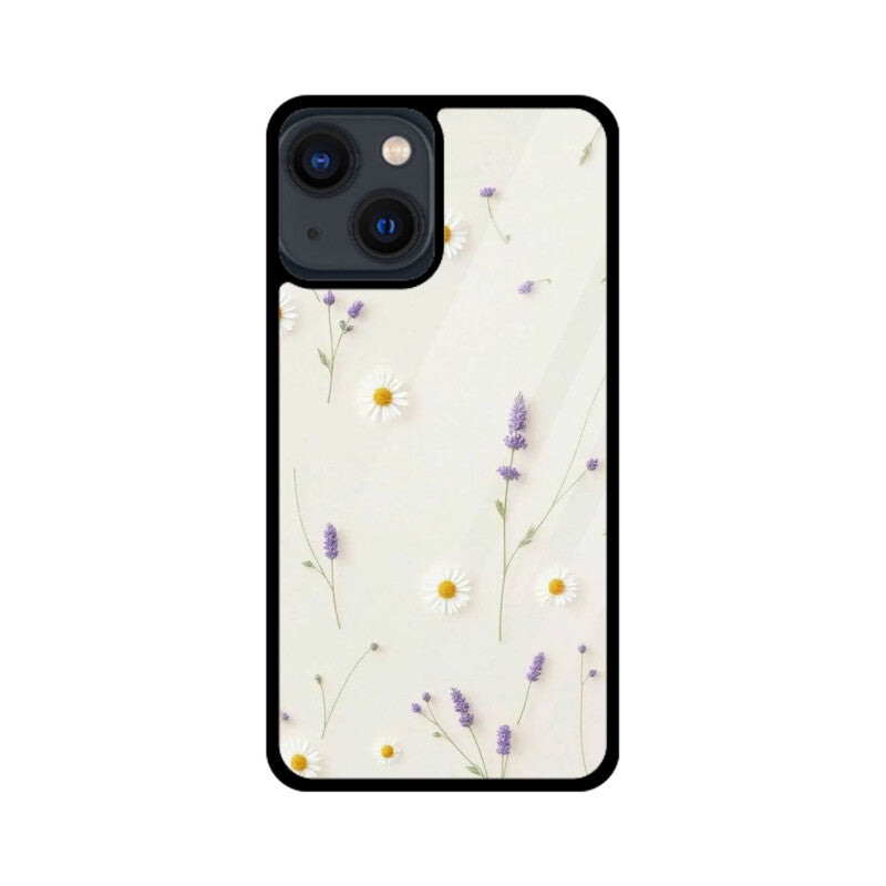 Daisy Lavender Floral Glass Case